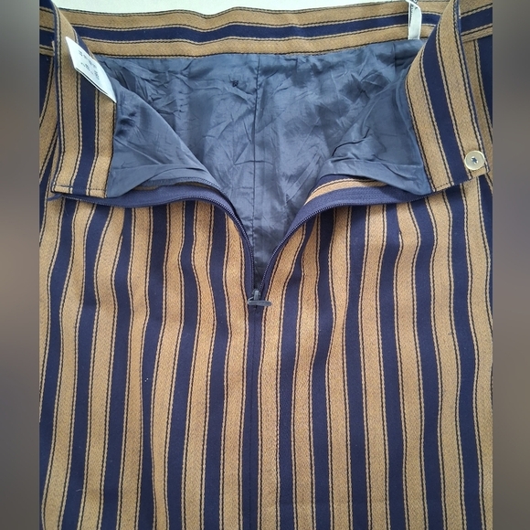 Vintage Le Truc/ Striped Blue and Brown/ Button-Down/ Pencil Skirt/ Size US 16 - Picture 5 of 11